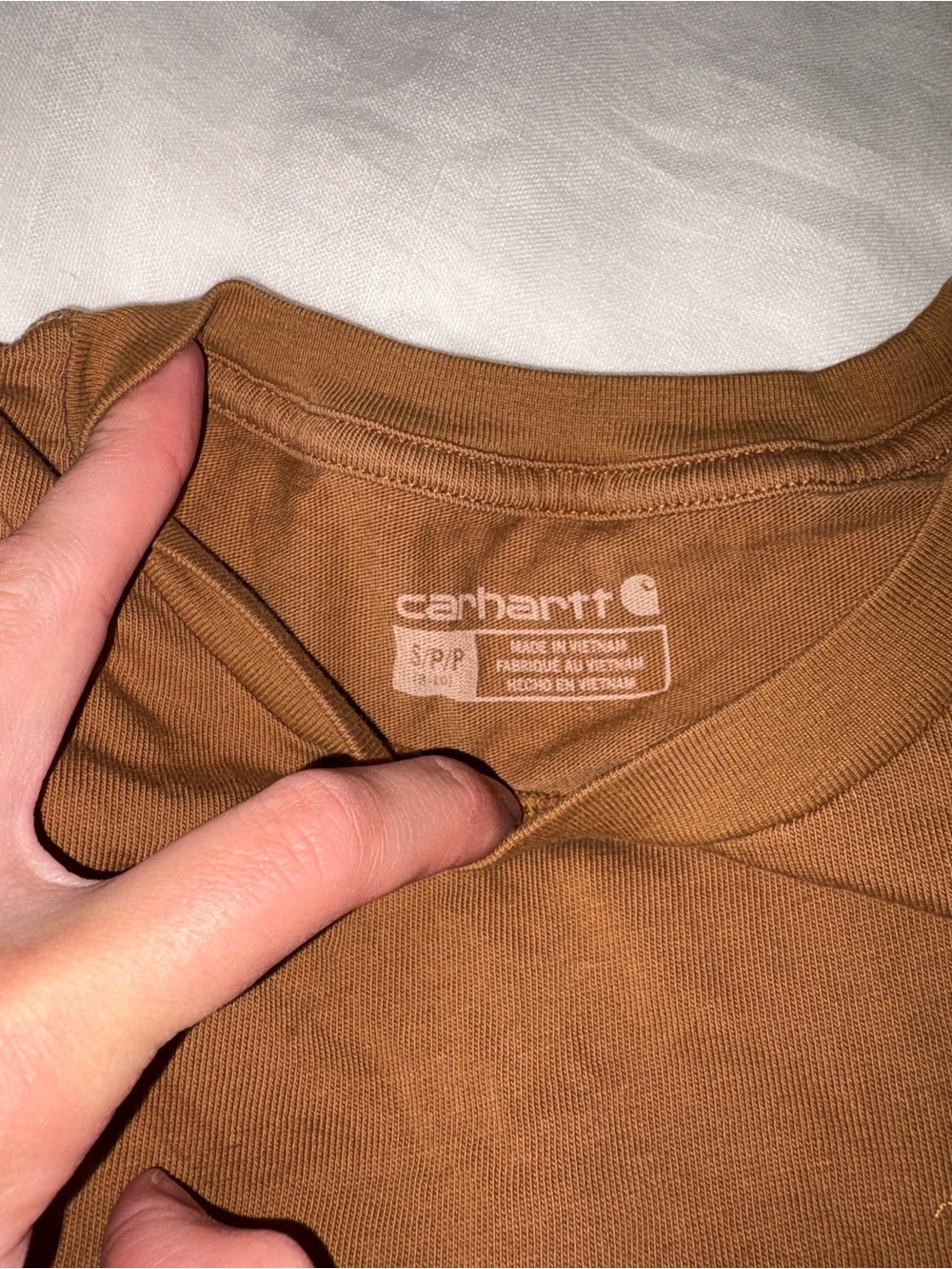 Carhartt Brown Crewneck T-Shirt with Logo Tag - Picture 5 of 6